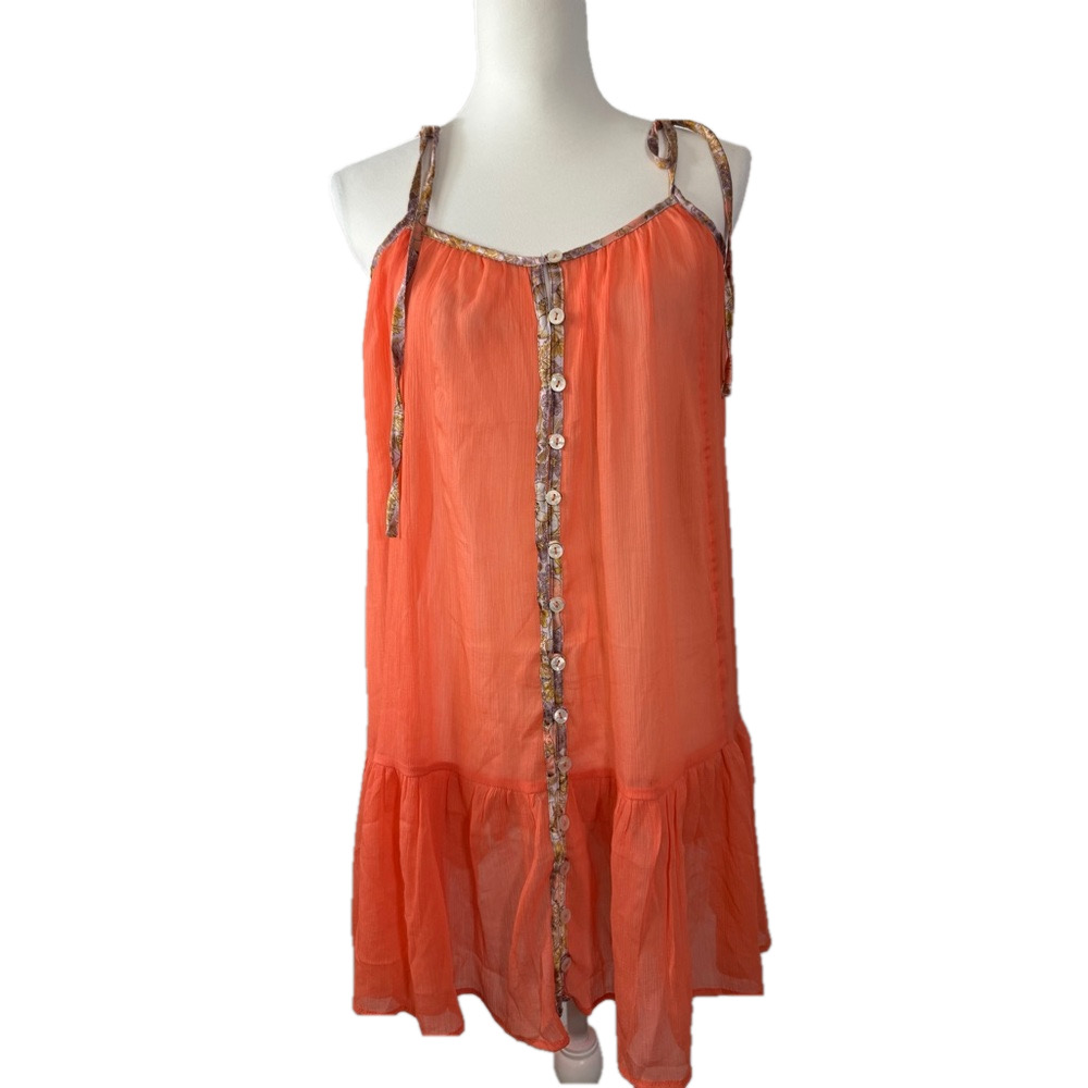 Free People Orange Intimately Bali Sweet Nothing Slip Mini Dress SKU1105 - Picture 2 of 13